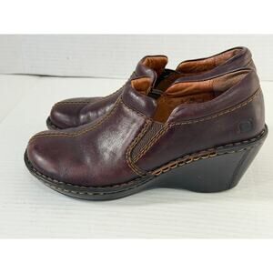 Women's Born Slip-On Mule 3 inch Wedge Clogs Brown  Boot Booties Size 8